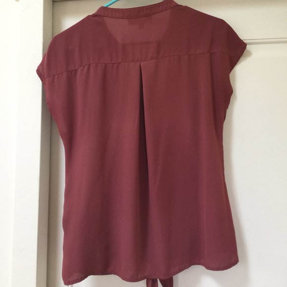 Pink Rose button down short sleeved tie waist blouse - Picture 4 of 4